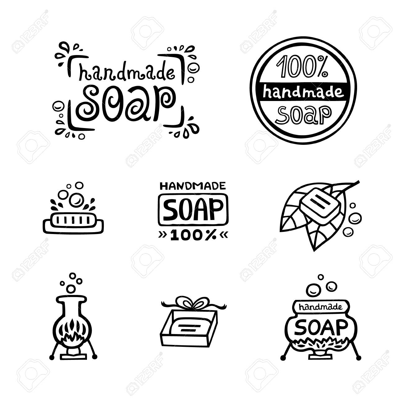 set of vector logos badges and templates for all kind soap design soap templates
