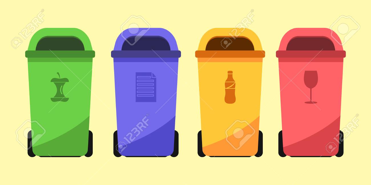 Isolated Garbage Containers In Flat Stile Garbage Sorting Vector Illustration Royalty Free Cliparts Vectors And Stock Illustration Image 6950