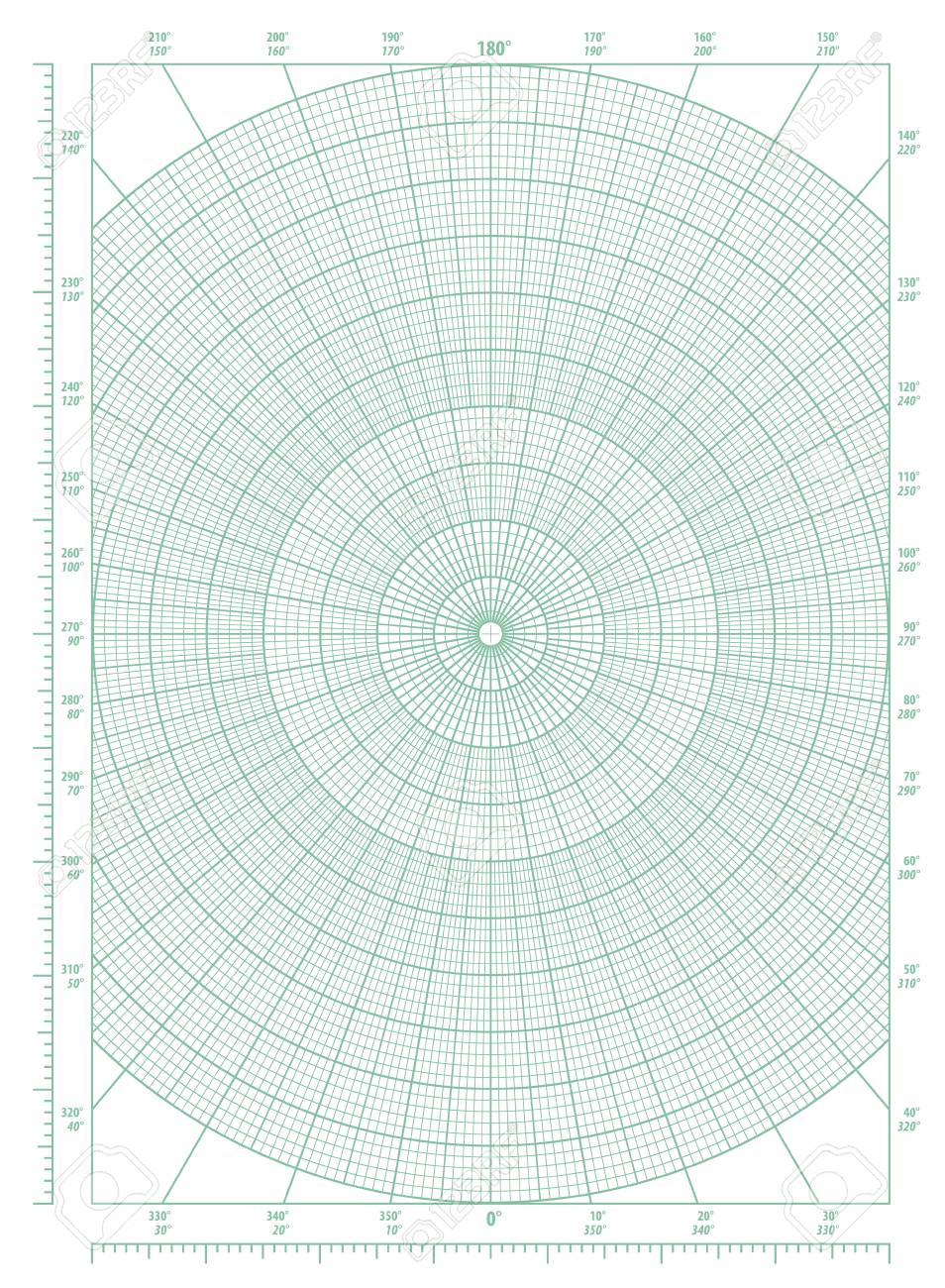 vector green polar coordinate circular grid graph paper graduated green graph paper