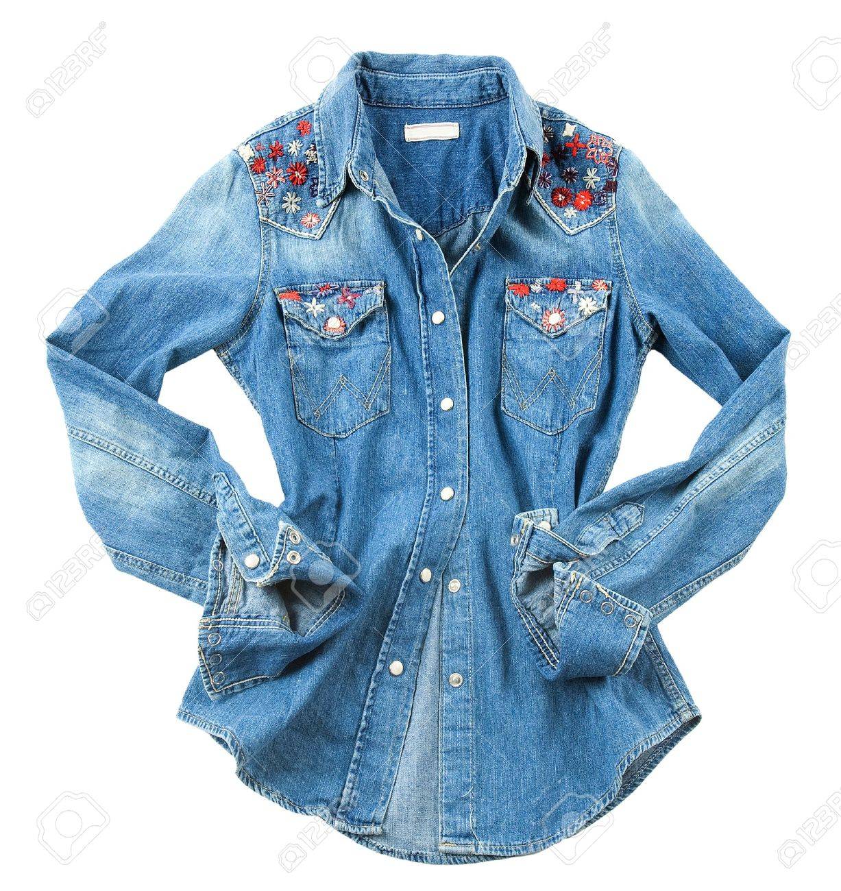 denim embroidered shirt
