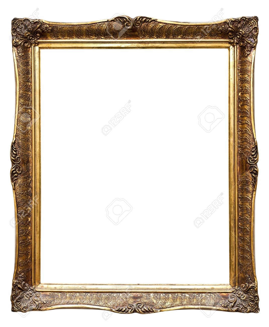 Old Retro Golden Old Frame, Isolated 