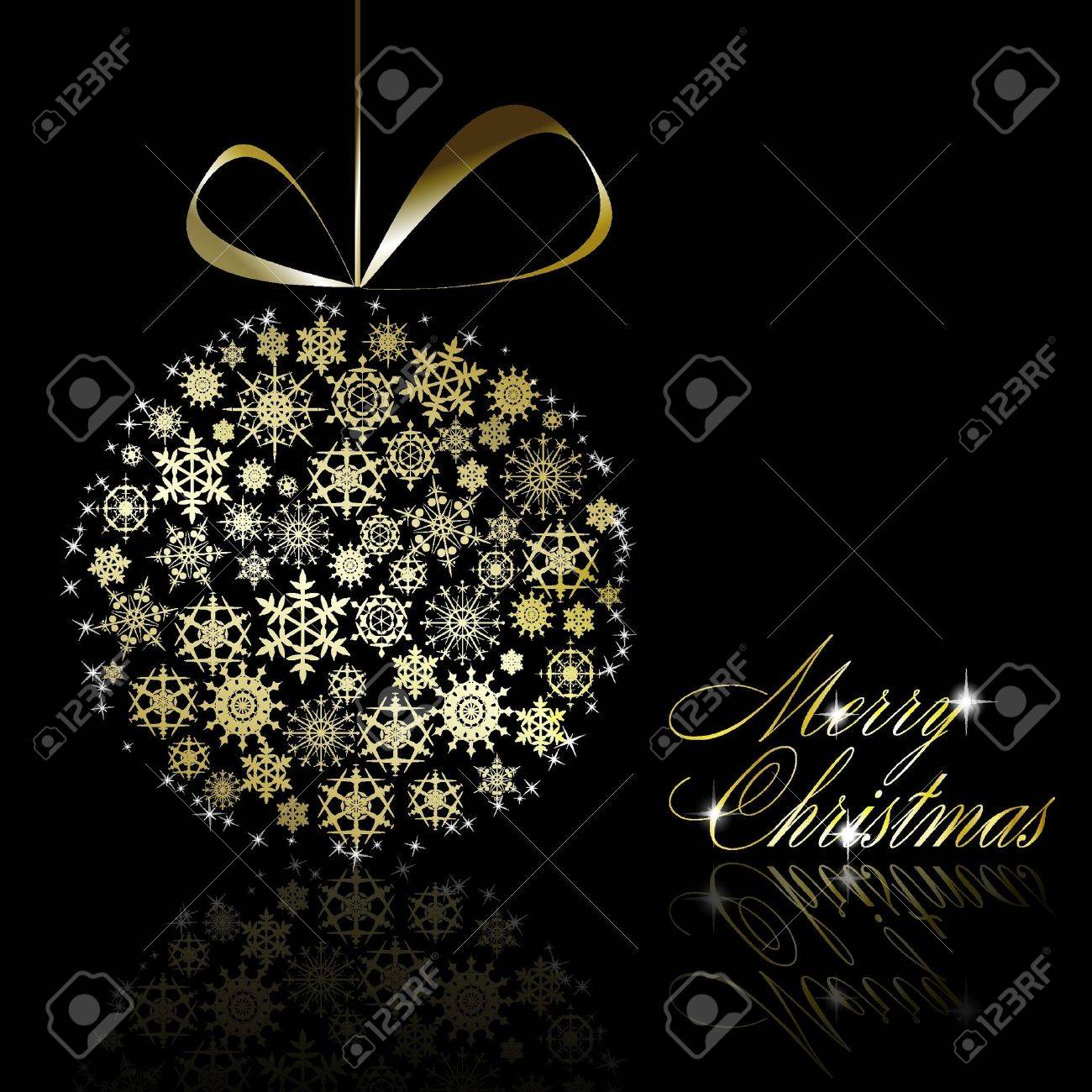 Golden Christmas ball made of gold snowflakes with stars on black background. illustration - 8687395 Golden Christmas ball made of gold snowflakes with stars on black background. illustration - 8687395