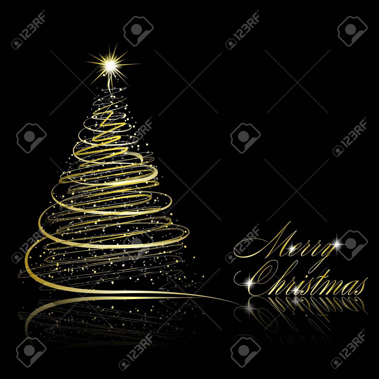 abstract golden christmas tree on black background vector eps10 christmas tree black background