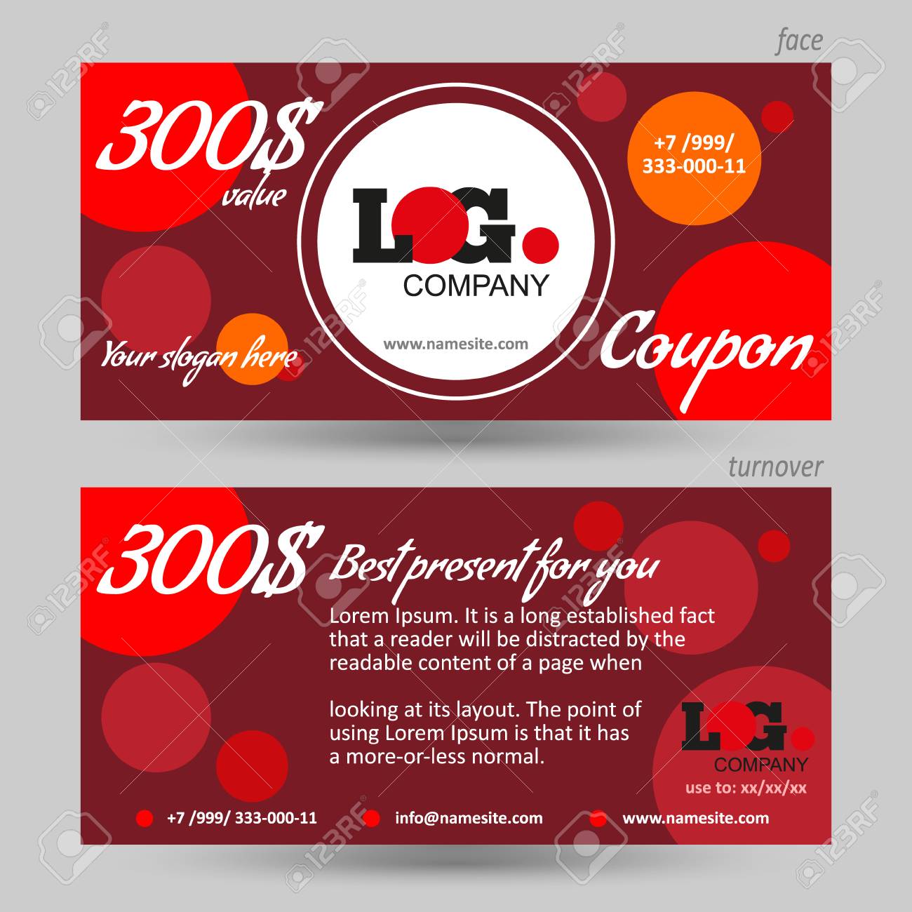 discount coupon template red background with pattern cute gift