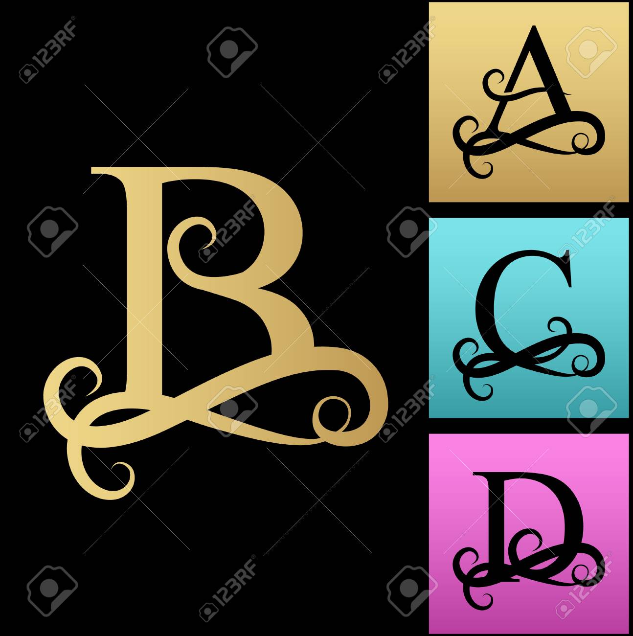 Carta Maiuscula Para Monogramas E Logotipos Fonte Filigrana Bonita Carta De Vetor Preto A B C D Design Moderno Logotipo De Elemento Ilustraciones Vectoriales Clip Art Vectorizado Libre De Derechos Image 92116020