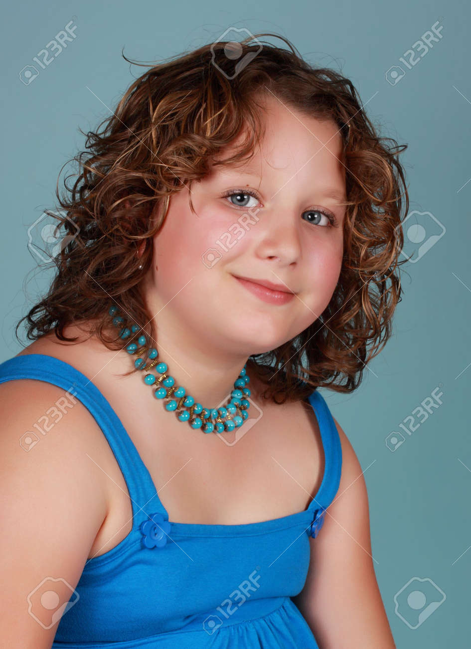 Cute Preteen Girl, Blue Background Stock Photo, Picture and Royalty Free  Image. Image 5385031.