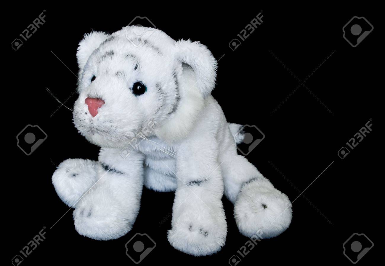 白と黒の背景に黒のシマシマ虎カブぬいぐるみ の写真素材 画像素材 Image