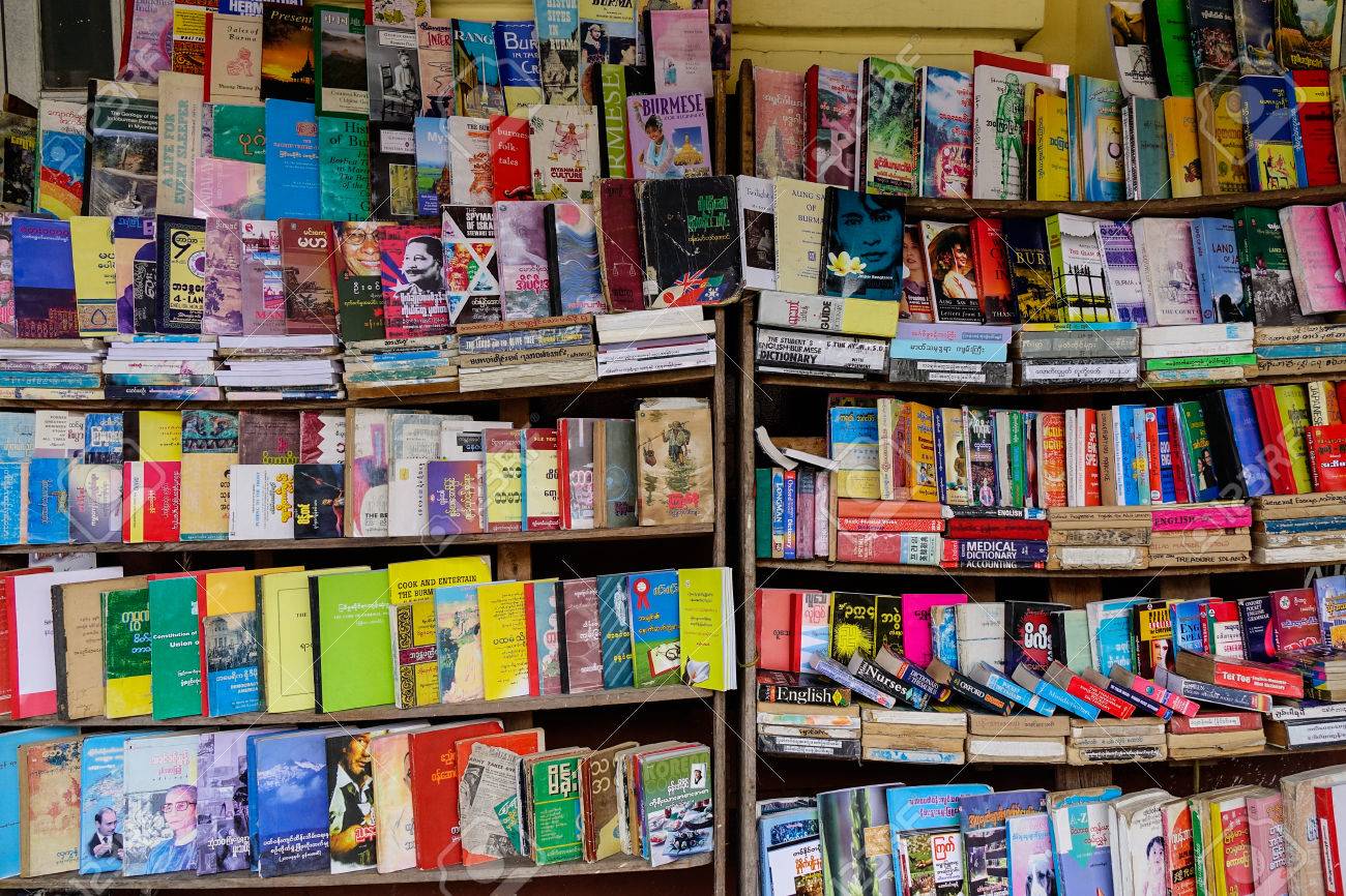 Yangon Myanmar Feb 26 2016 Old Book Store On Street In Yangon