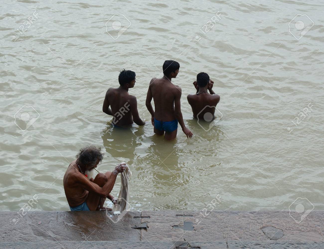 men bathing