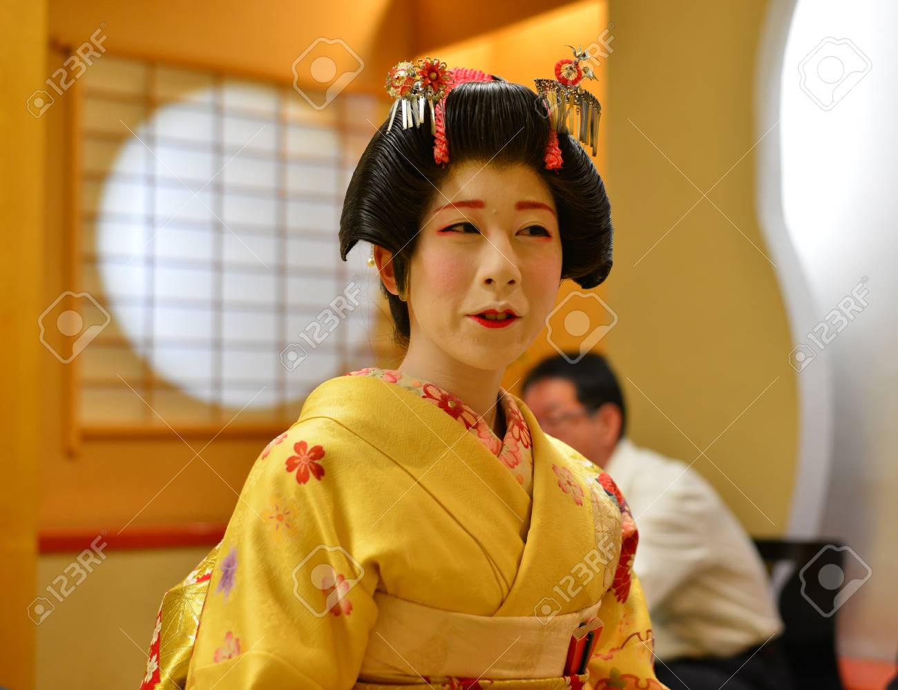 Akita, Japan - May 17, 2017. Portrait Of Geisha At Local ...