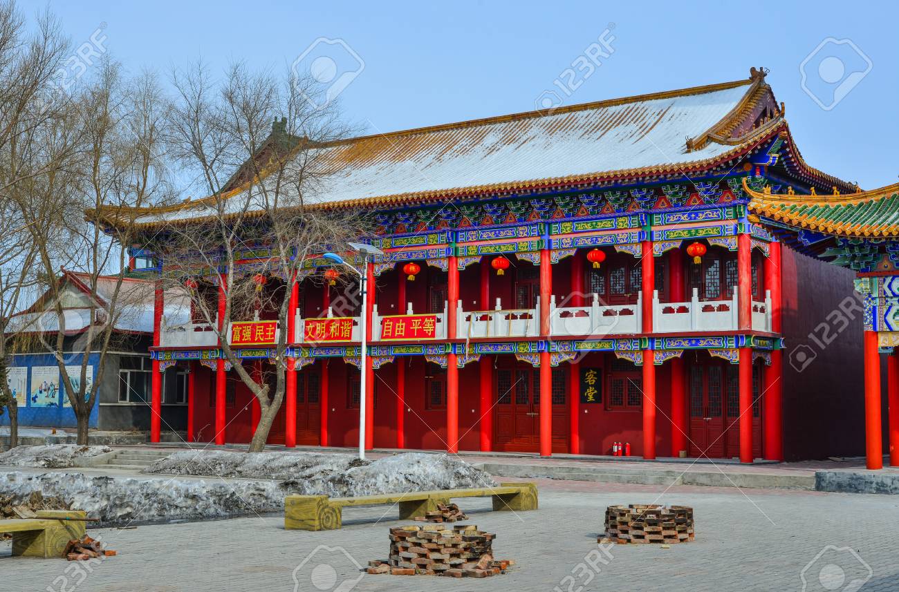 harbin china feb 25 2018 view of chinese pagoda in harbin