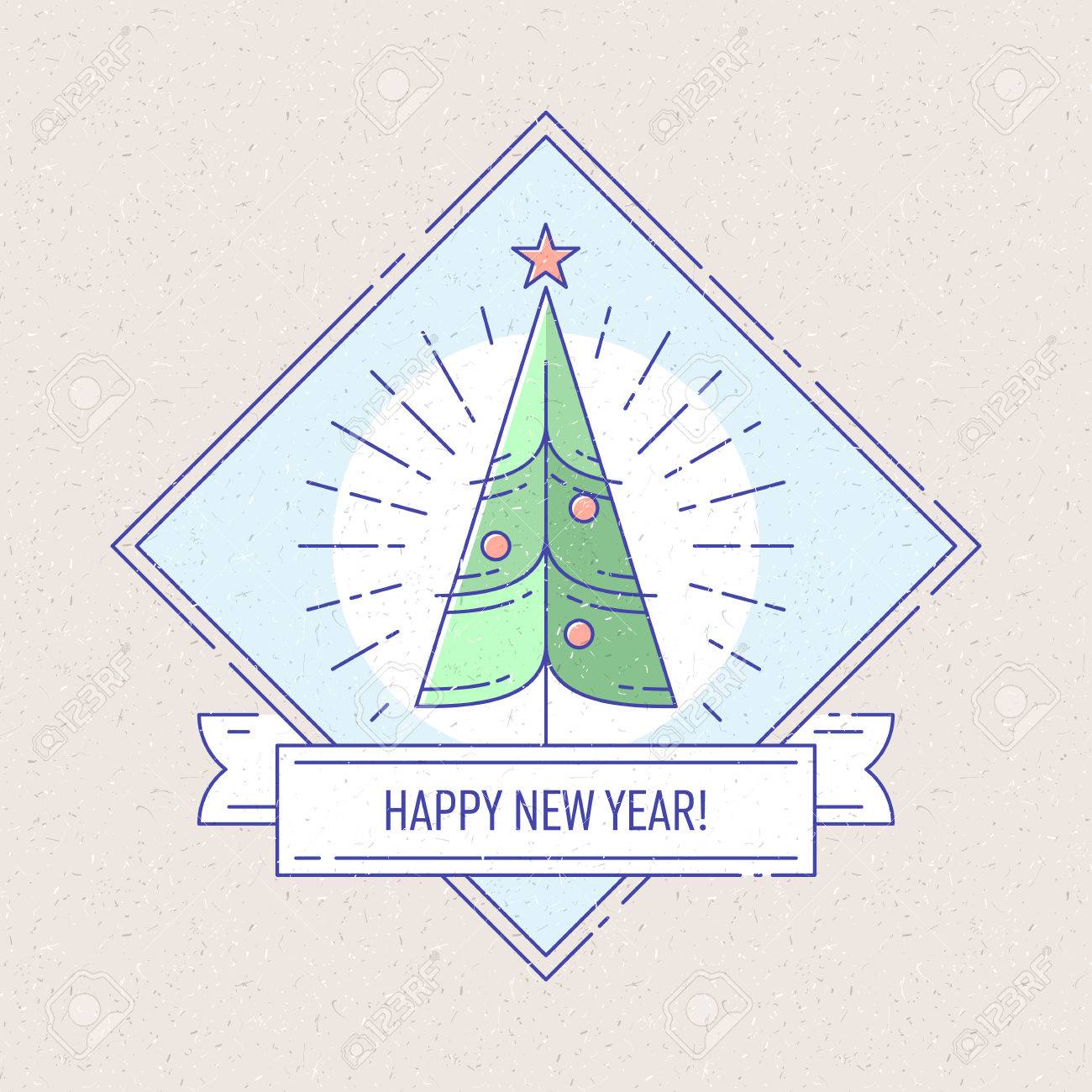 vintage badge or labels with christmas tree for greetings cards card gift tags