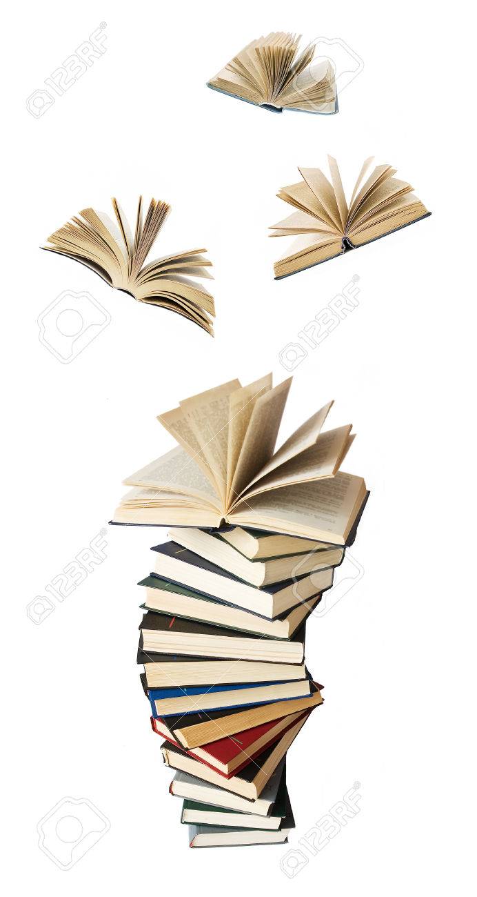 Big Pile De Livres Avec Des Livres Ouverts Envolant Concept De L Education Banque D Images Et Photos Libres De Droits Image