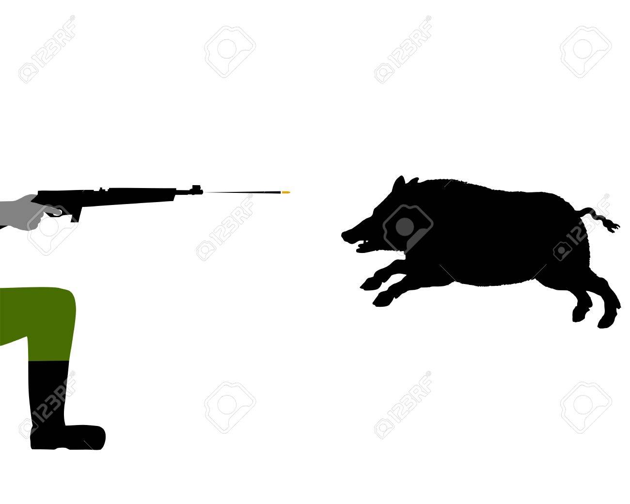 イノシシ狩り のイラスト素材 ベクタ Image