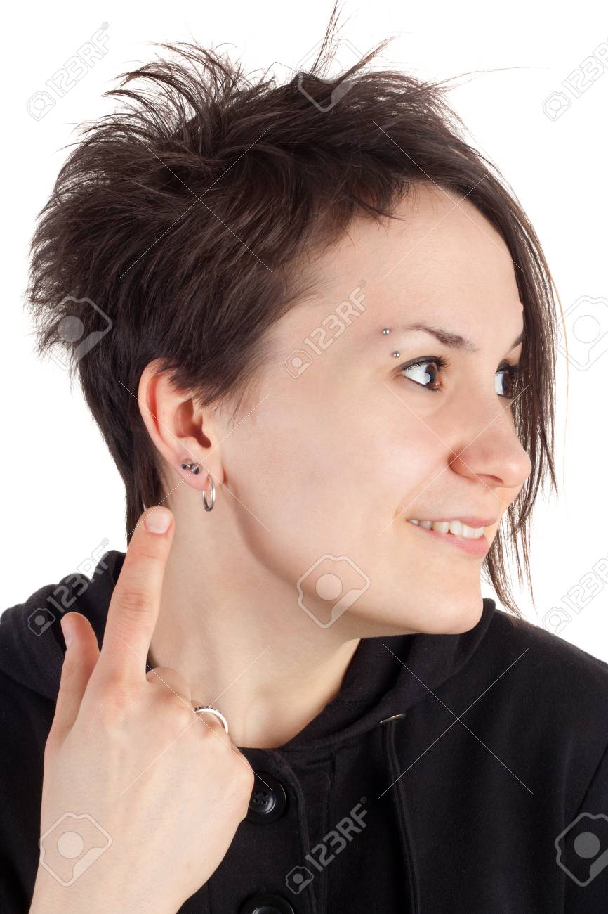 彼女のピアスを示すかなり代替十代の女の子 の写真素材 画像素材 Image