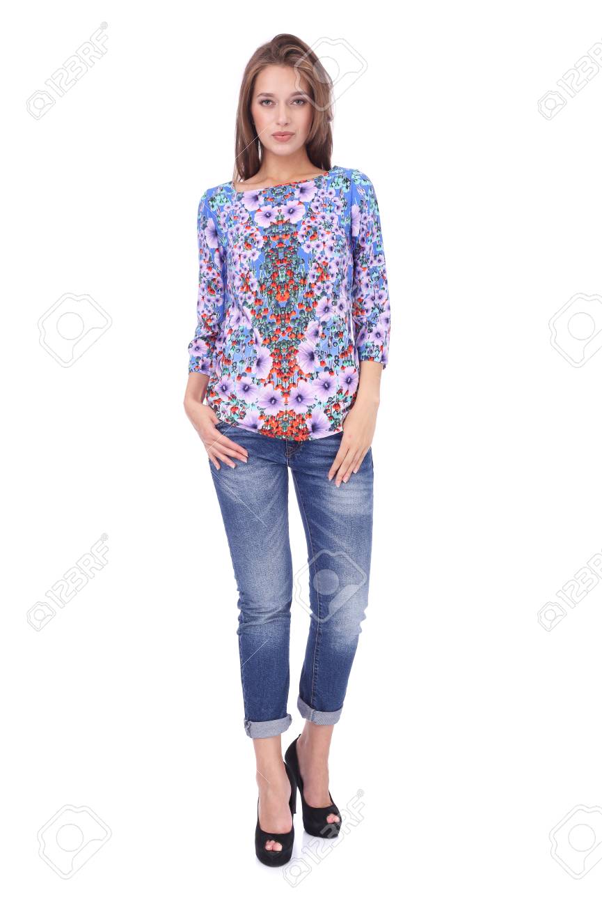 a girl wearing jeans