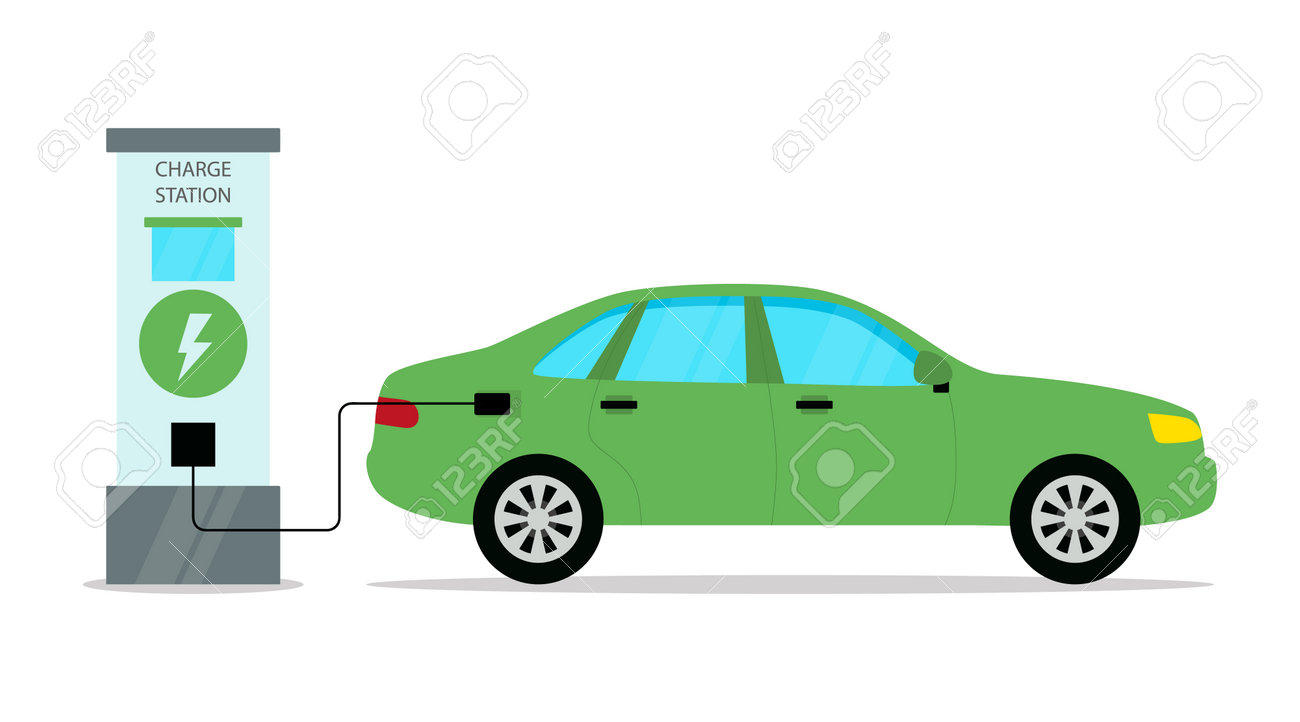 Electrical Automobile Charge Station Conceptual Illustration In Cartoon Flat Style. Vector Composition With Green Car Filling With Energy. Modern Ecology Friendly Transport Means And Environment Care - 162825637 Electrical Automobile Charge Station Conceptual Illustration In Cartoon Flat Style. Vector Composition With Green Car Filling With Energy. Modern Ecology Friendly Transport Means And Environment Care - 162825637