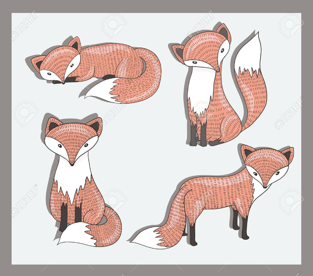 かわいいキツネのベクトルを設定します かわいい森の動物 のイラスト素材 ベクタ Image かわいいキツネのベクトルを設定します かわいい森の動物 のイラスト素材 ベクタ Image