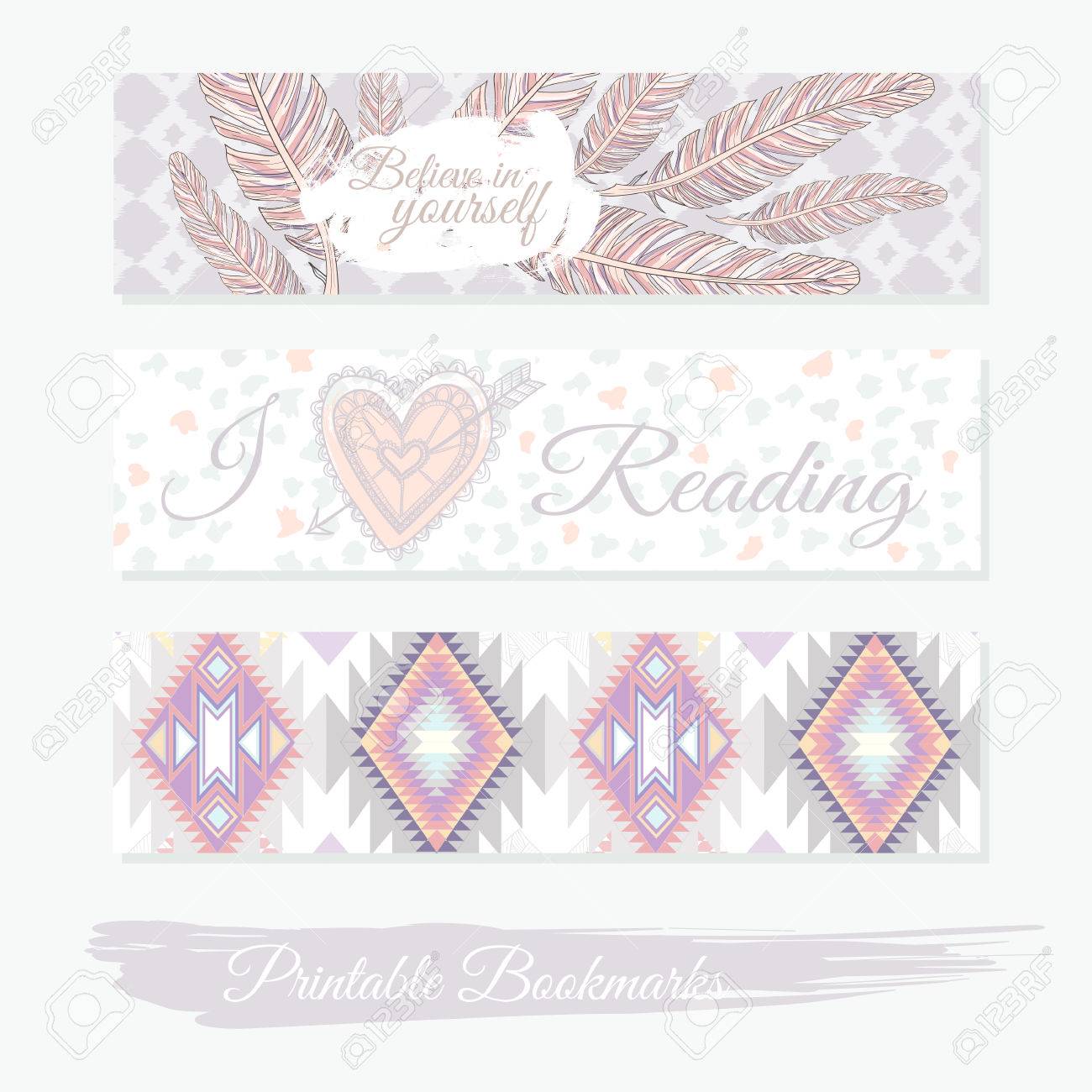 羽 アズテック パターン心と印刷可能なブックマーク ポスター バナー デザイン ジャーナル カード スクラップ ブック プランナー ジャーナリストの日記 のテンプレートです のイラスト素材 ベクタ Image