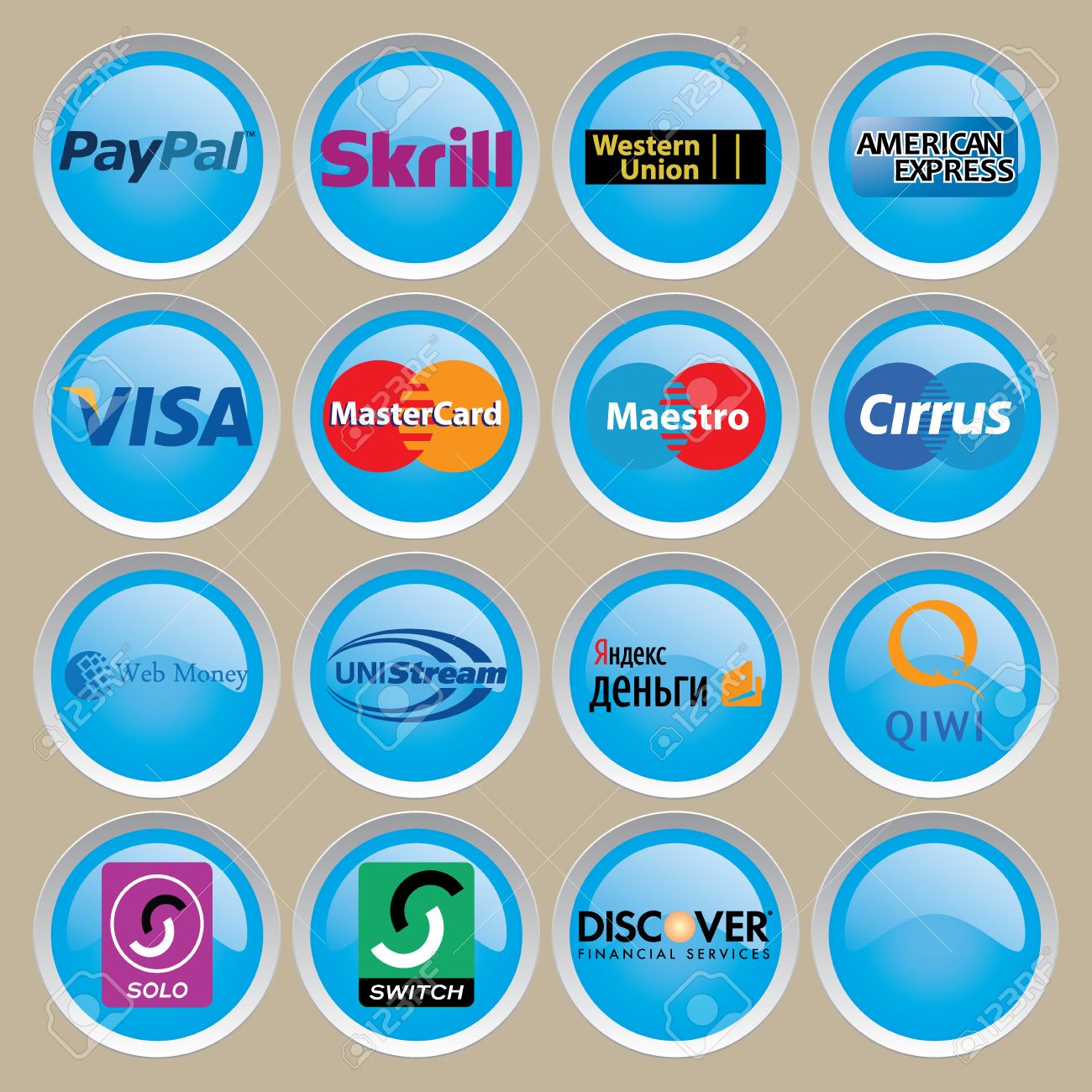 ロゴのビザ、巻雲、マスター カード、マエストロ、PayPal、ウェスタン ・ ユニオン、Skrill、発見、アメリカン エキス  プレス、ウェブマネー、Unistream、スイッチ、ソロ、Qiwi、Yandexの写真素材・画像素材 Image 26632159