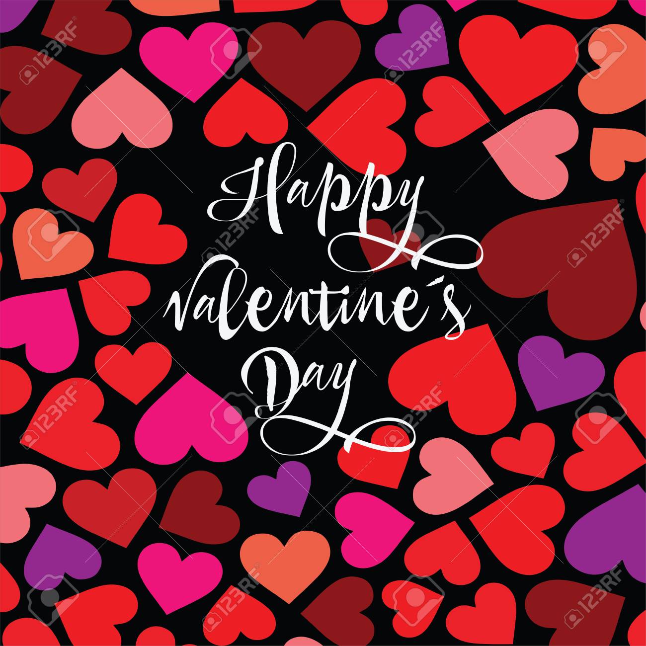 Feliz Dia Dos Namorados Mao Desenhada Escova Caneta Lettering Em Fundo Rosa Brilhante Coracoes Design Para Cartao De Ferias E Convite Do Casamento Dia Dos Namorados E Dia De Amor Ilustraciones Vectoriales