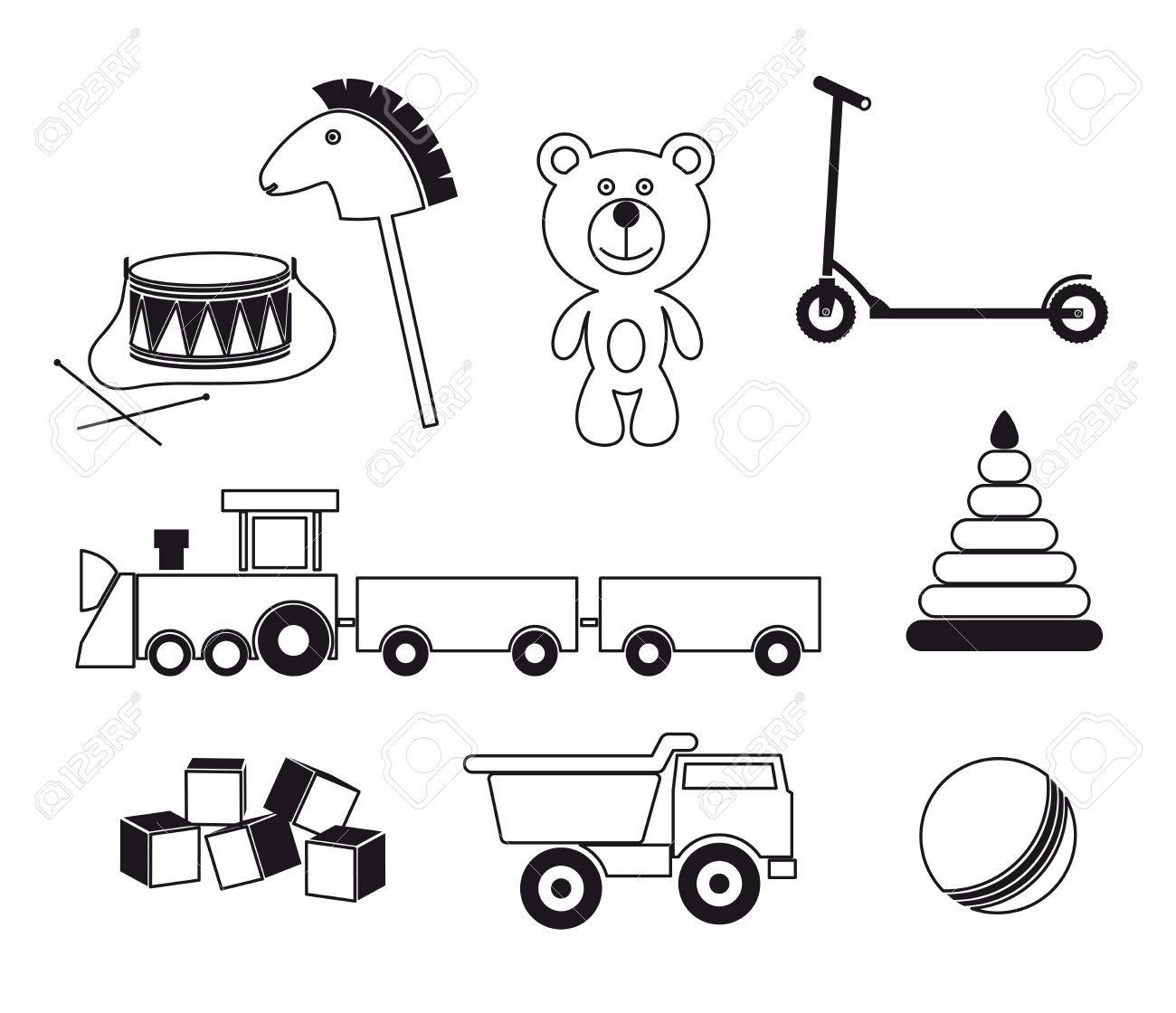 子供のおもちゃ 白い背景に黒のアイコンをベクトルします のイラスト素材 ベクタ Image