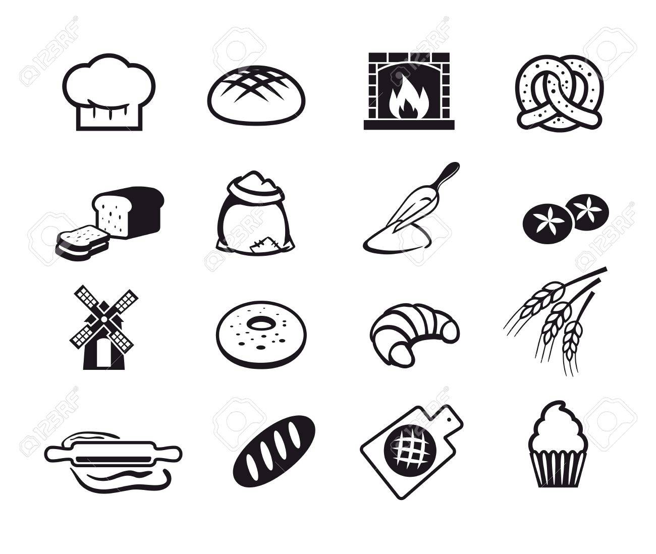 16 黒料理やキッチンのアイコンを設定 のイラスト素材 ベクタ Image