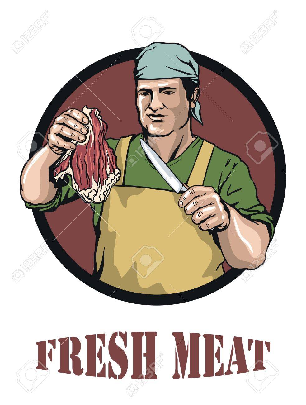 colored illustration of butcher