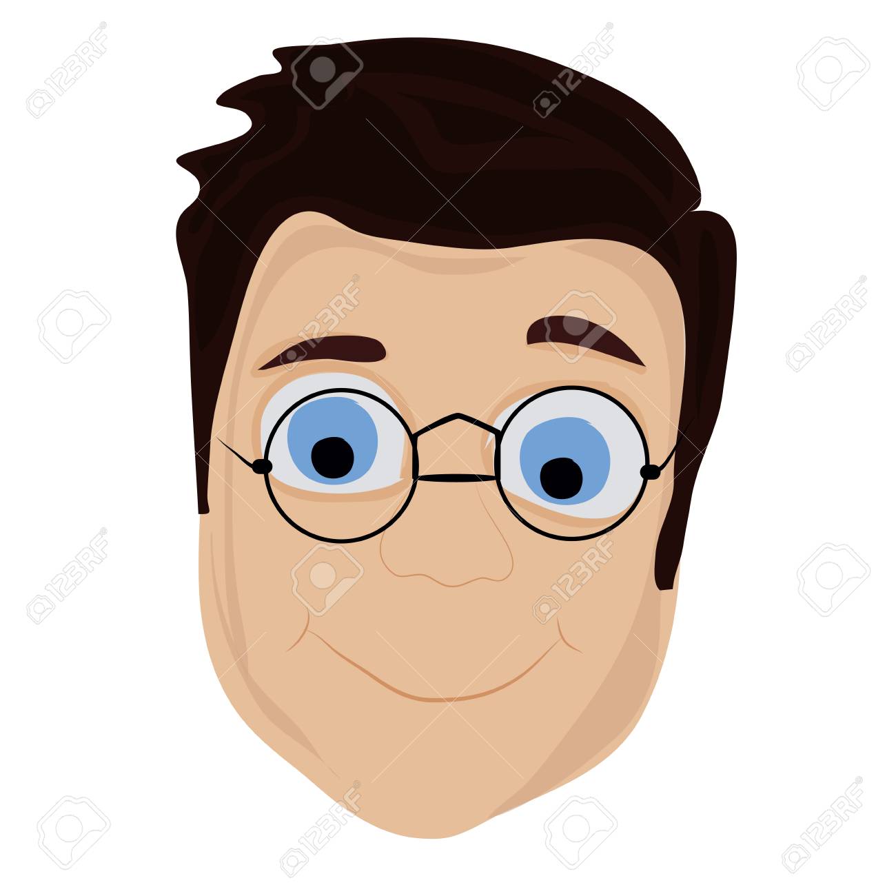 A Happy Man With Blue Eyes And Glasses In A White Background Royalty Free  SVG, Cliparts, Vectors, and Stock Illustration. Image 22456206., image size:1300x1300
