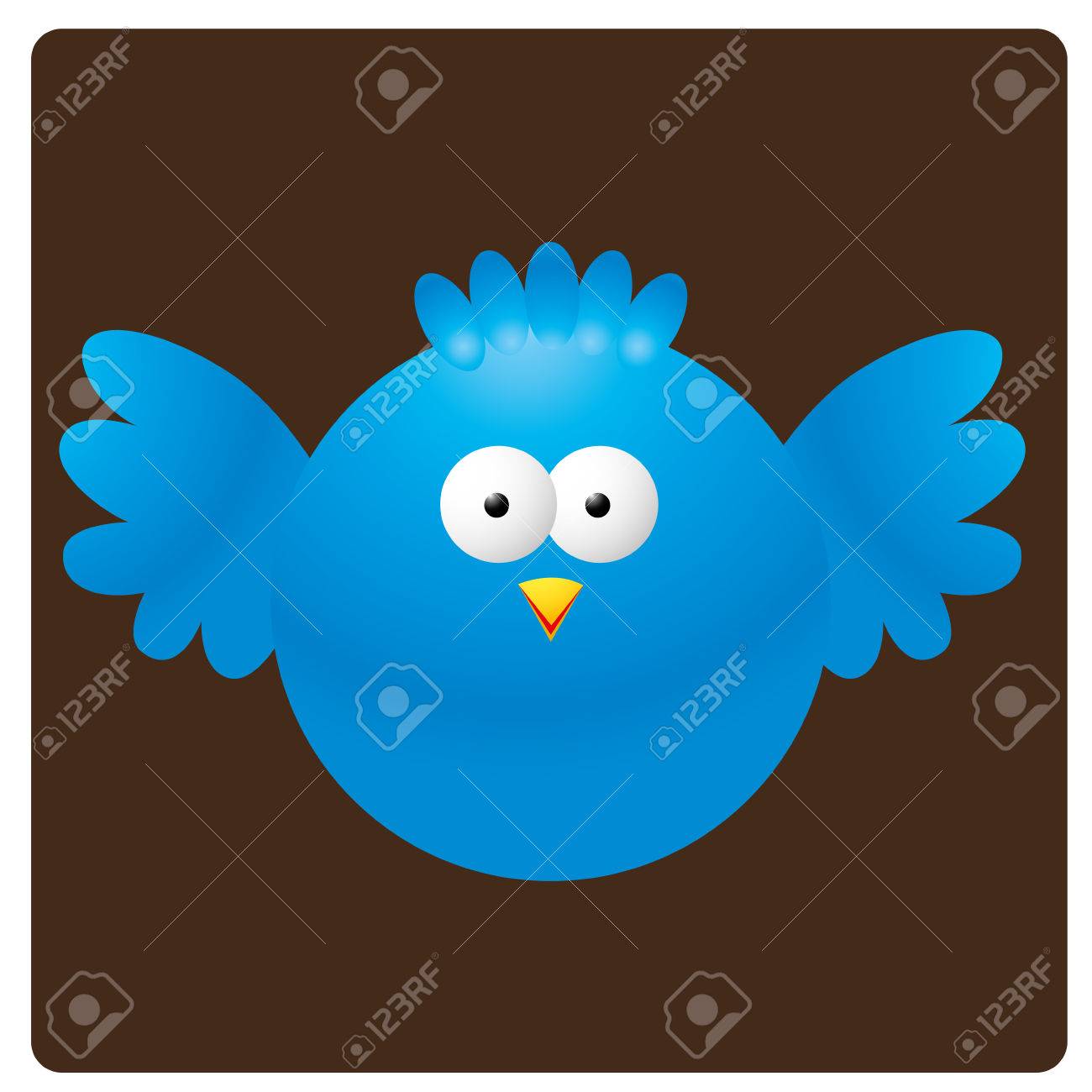 茶色の背景の大きな丸い青い鳥 のイラスト素材 ベクタ Image