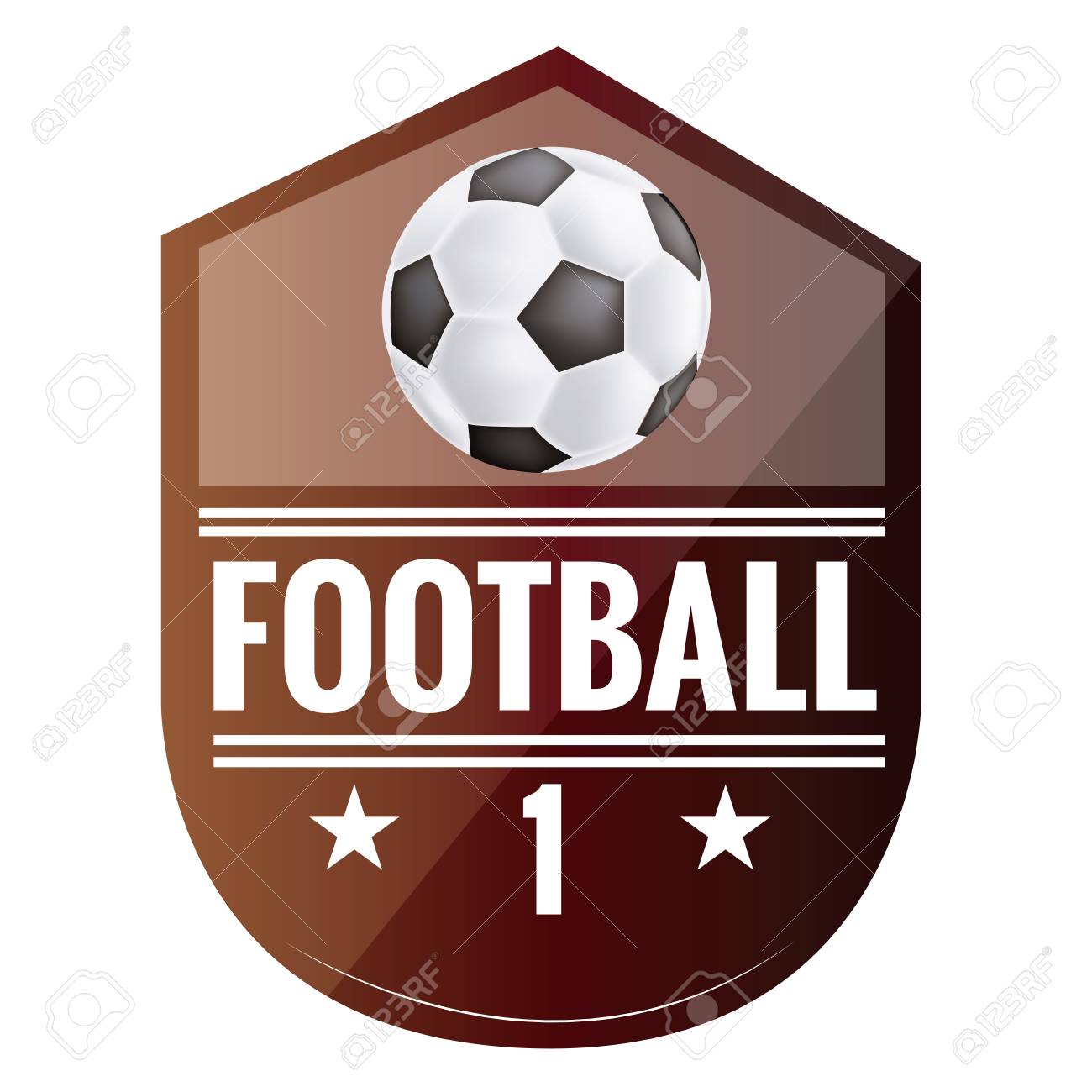 サッカー ボール テキストと星のペアを持つ赤エンブレムのイラスト素材 ベクタ Image