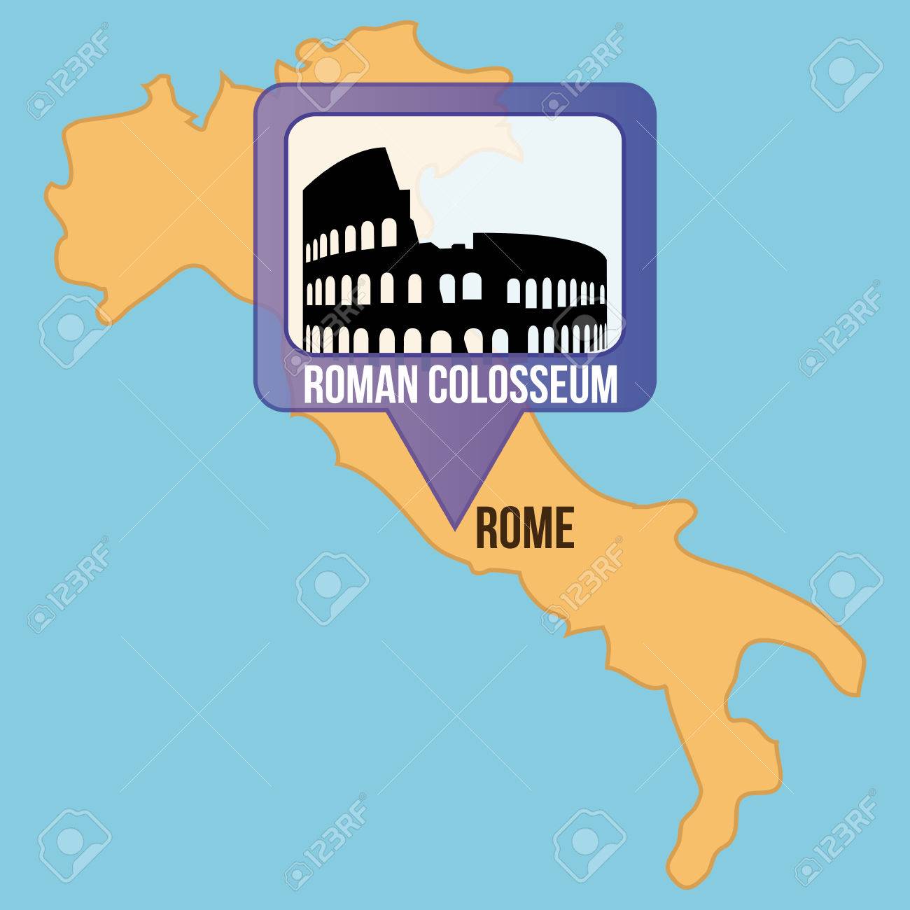 Aislados Mapa De Italia Con El Coliseo Romano. Ilustración Vectorial  Ilustraciones svg, vectoriales, clip art vectorizado libre de derechos.  Image 42916885