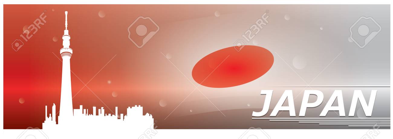 Colored Background With Text The Japanese Flag And A Silhouette Of The Skytree In Tokyo Royalty Free Cliparts Vectors And Stock Illustration Image