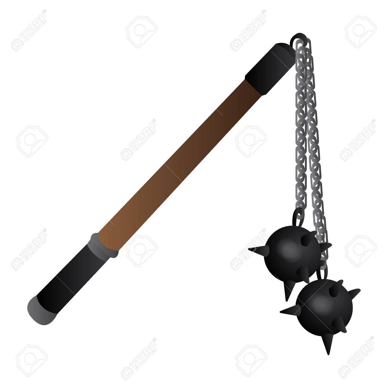isolated flail weapon on a white background vector illustration