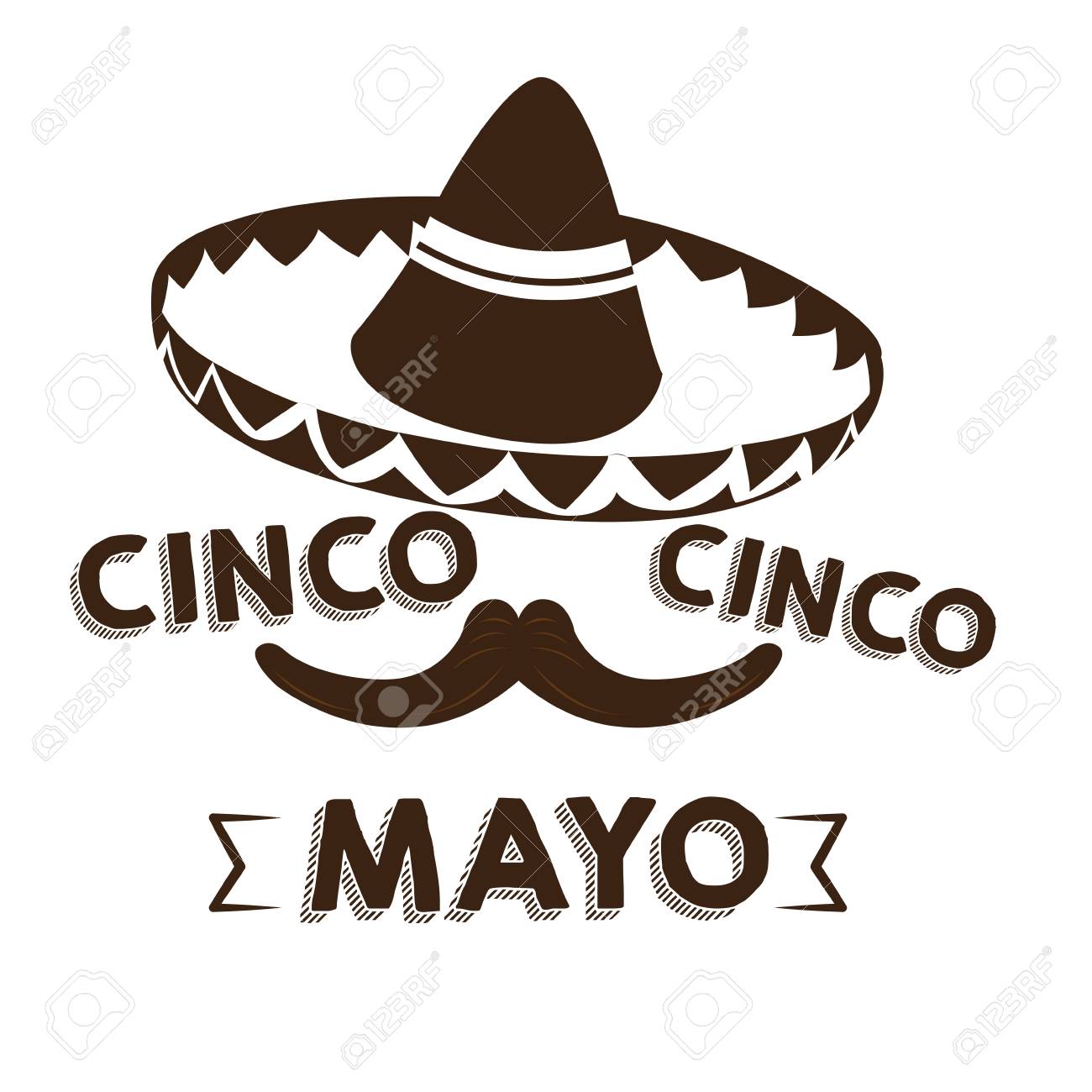 Isolated Silhouette Of A Mexican Hat And A Mustache Cinco De Mayo Vector Il Ration Stock Isolated Silhouette Of A Mexican Hat And A Mustache Cinco De Mayo Vector Il Ration Stock