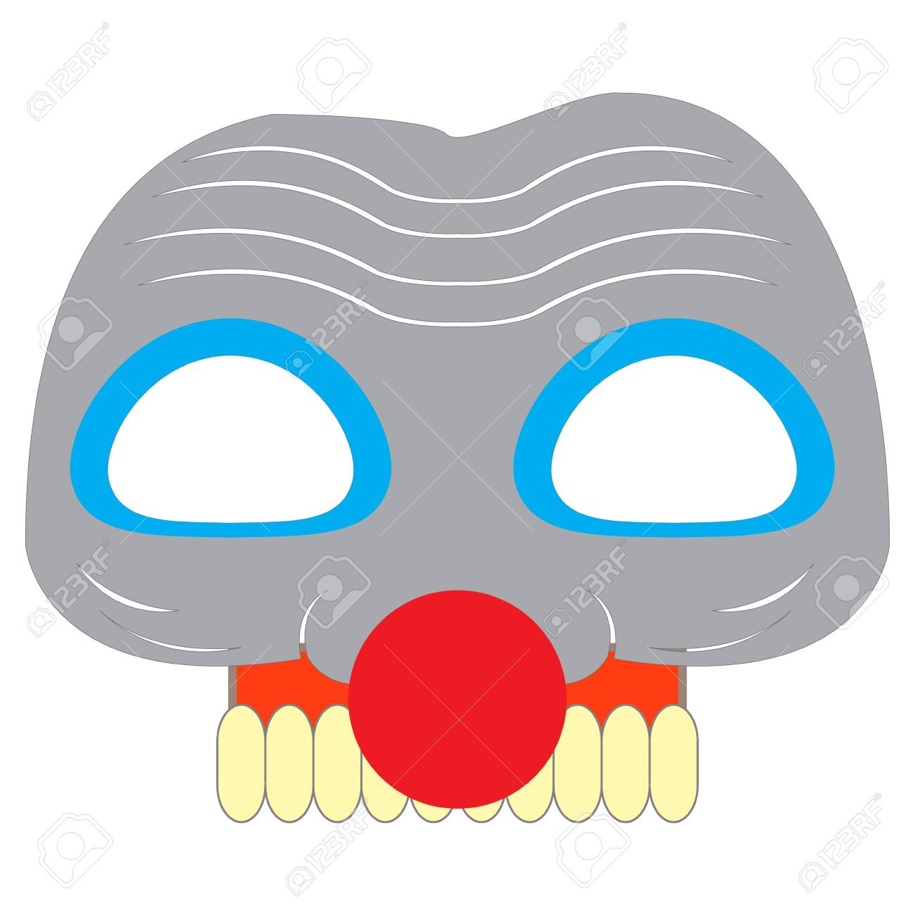 Isolated Scary Clown Mask On A White Background Vector