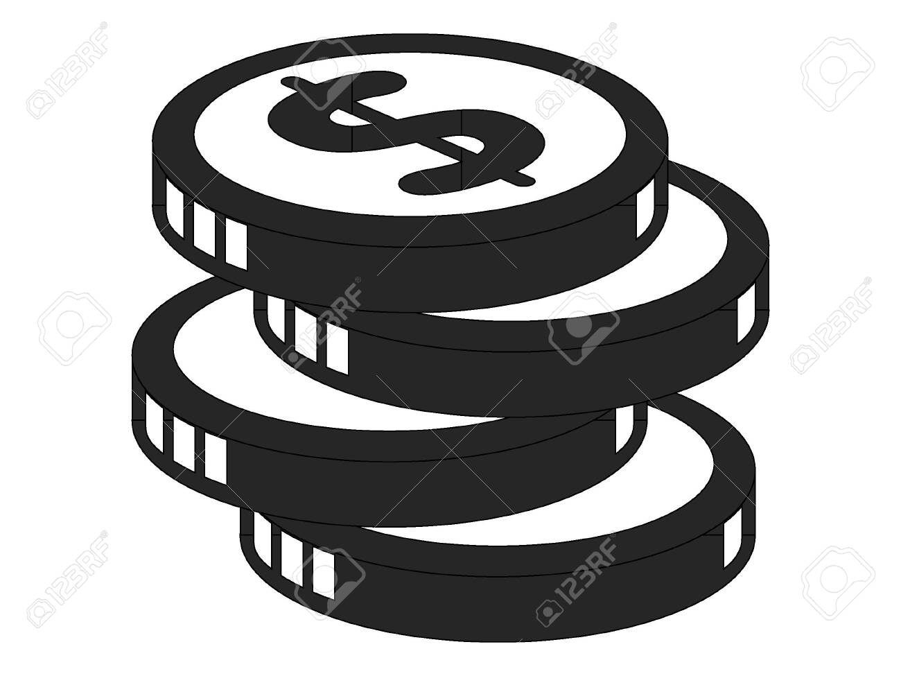 米ドル硬貨のシンプルなシルエットドローイングのイラスト素材・ベクター Image 135917351