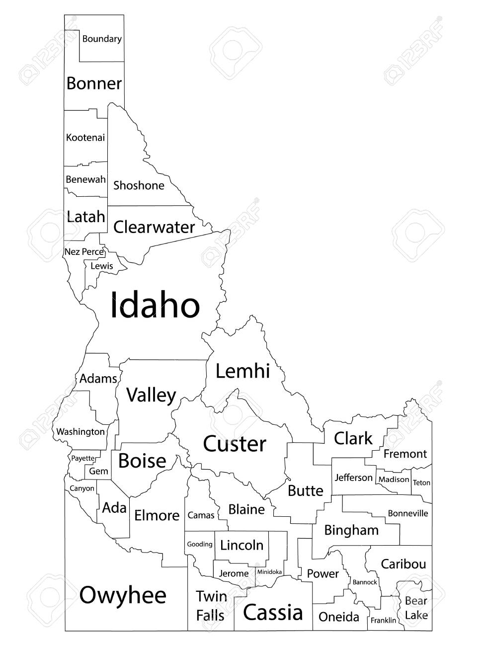 white-outline-counties-map-with-counties-names-of-us-state-of-idaho-royalty-free-svg-cliparts-vectors-and-stock-illustration-image-139224682