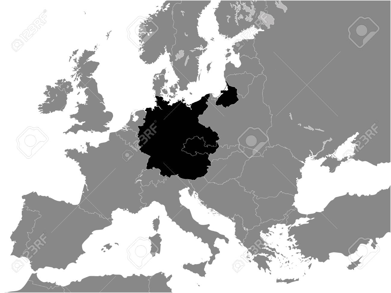 第三帝国発行 カラー地図 （ドイツ帝国の黒い平面地図(1939年3月