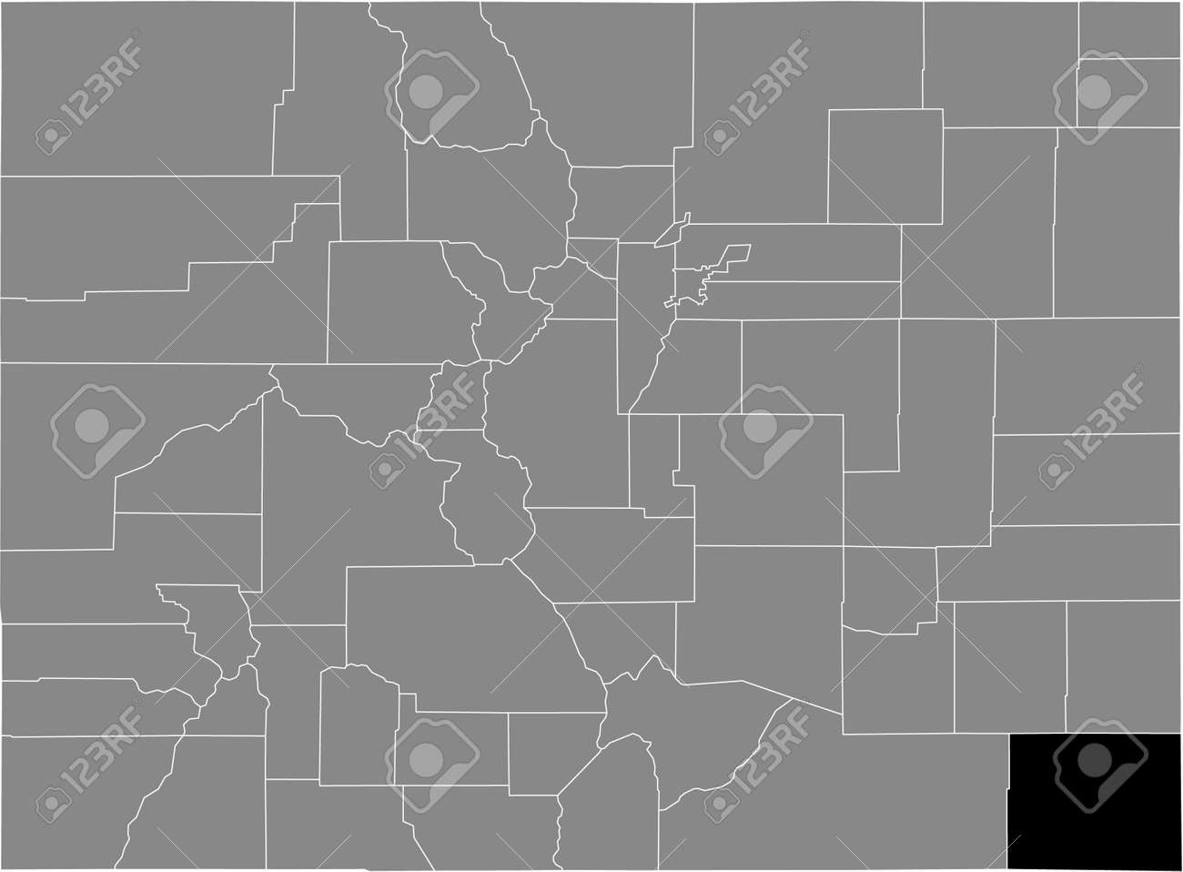Black highlighted location map of the US Baca county inside gray map of the Federal State of Colorado, USA - 169913164 Black highlighted location map of the US Baca county inside gray map of the Federal State of Colorado, USA - 169913164