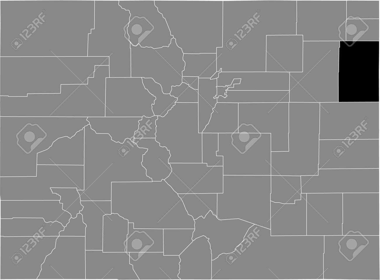 Black highlighted location map of the US Yuma county inside gray map of the Federal State of Colorado, USA - 169913237 Black highlighted location map of the US Yuma county inside gray map of the Federal State of Colorado, USA - 169913237