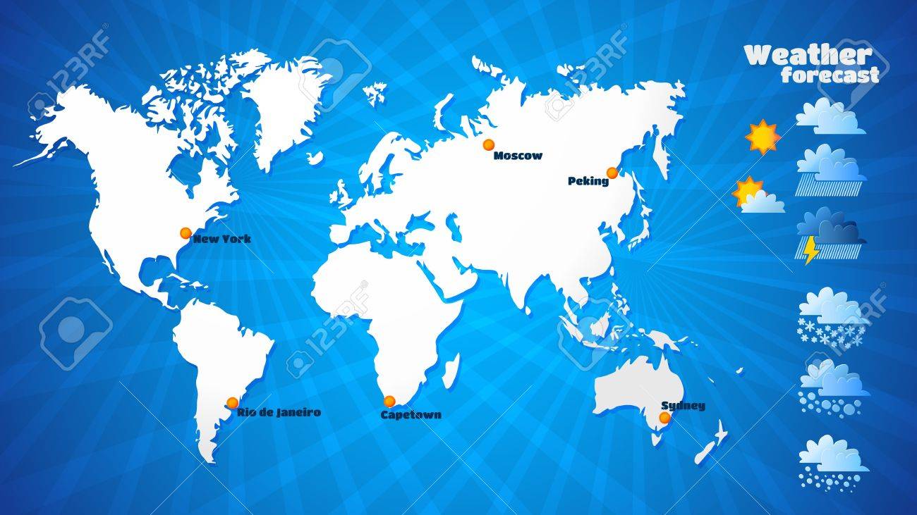 vector weather forecast vector illustration map of the continents of the earth aspect ratio illustration nine sixteen tv format
