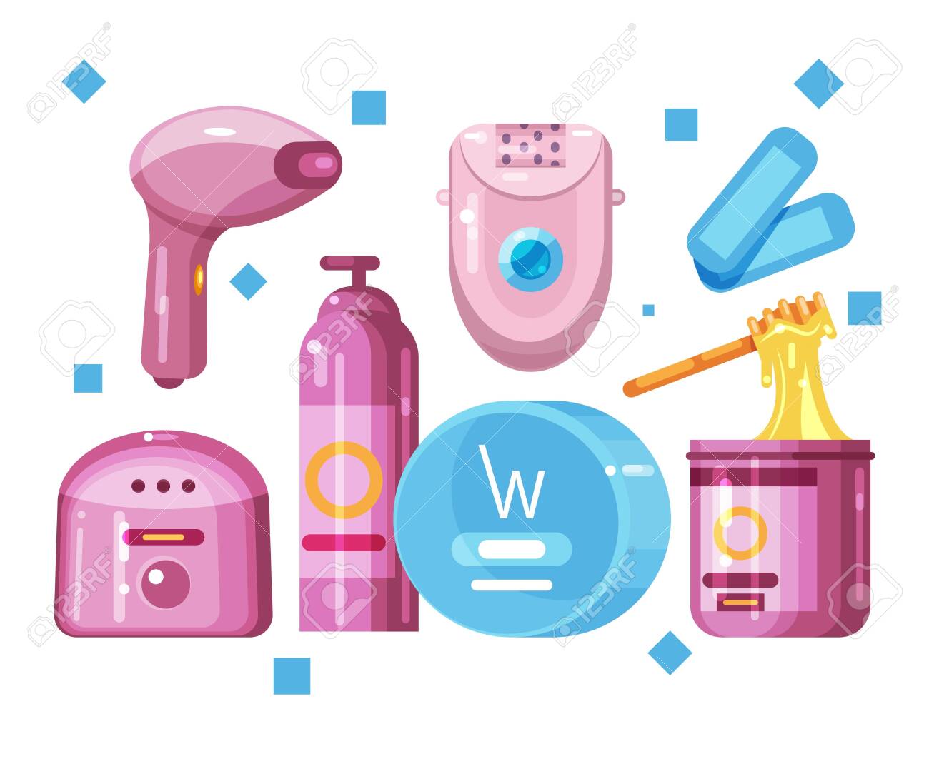 Various Types Of Hair Removal Depilation Elements Set Royalty