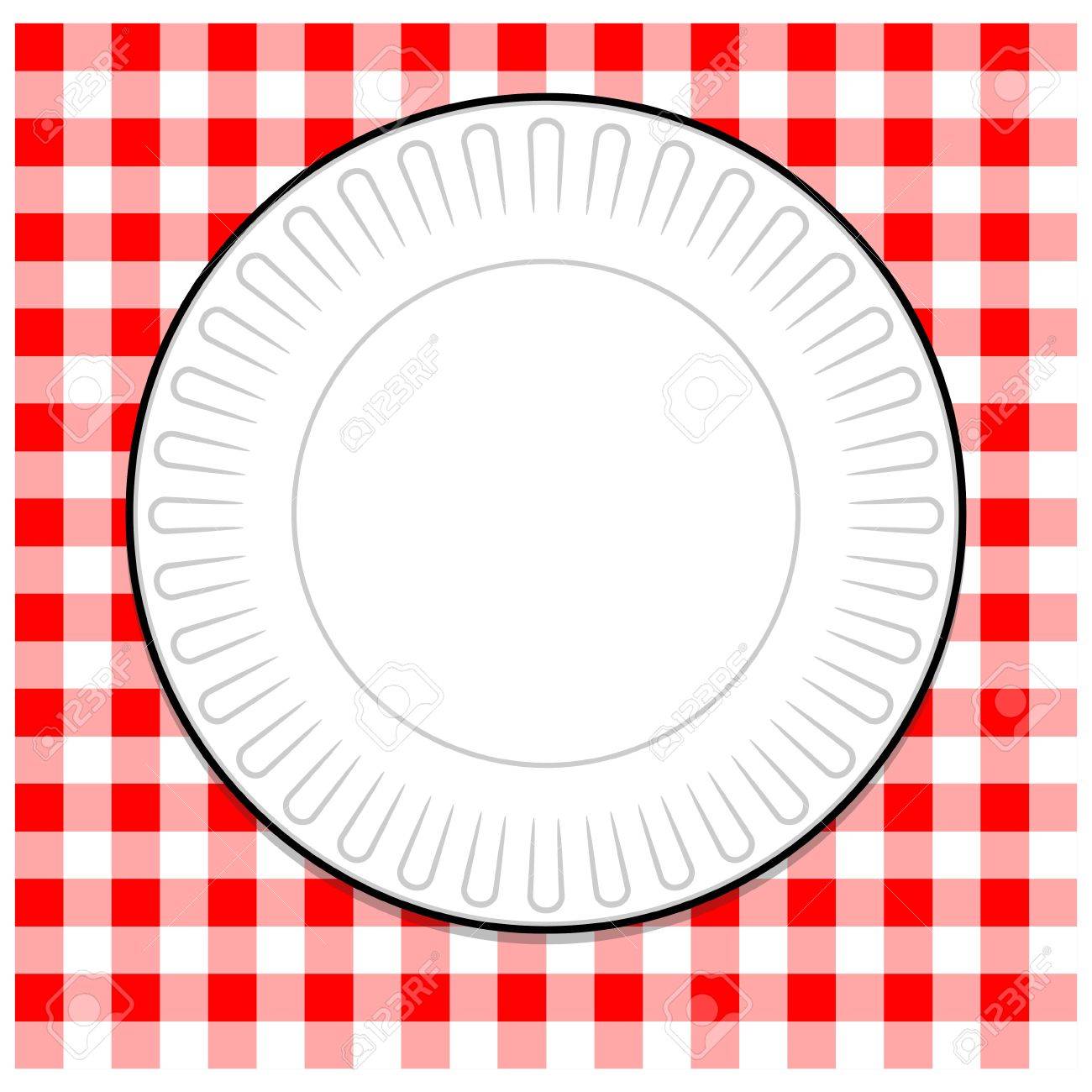 Paper Plate With Red Tablecloth Royalty Free SVG, Cliparts, Vectors, And  Stock Illustration. Image 57772644.