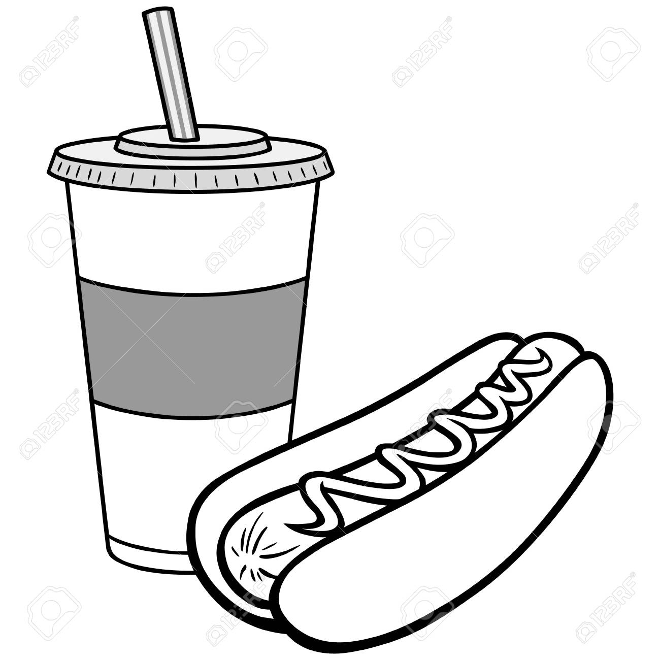 ホットドッグとドリンクの図のイラスト素材 ベクタ Image 71730113