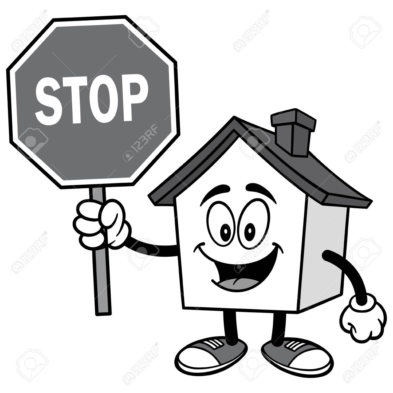 一時停止の標識の家 のイラスト素材 ベクタ Image