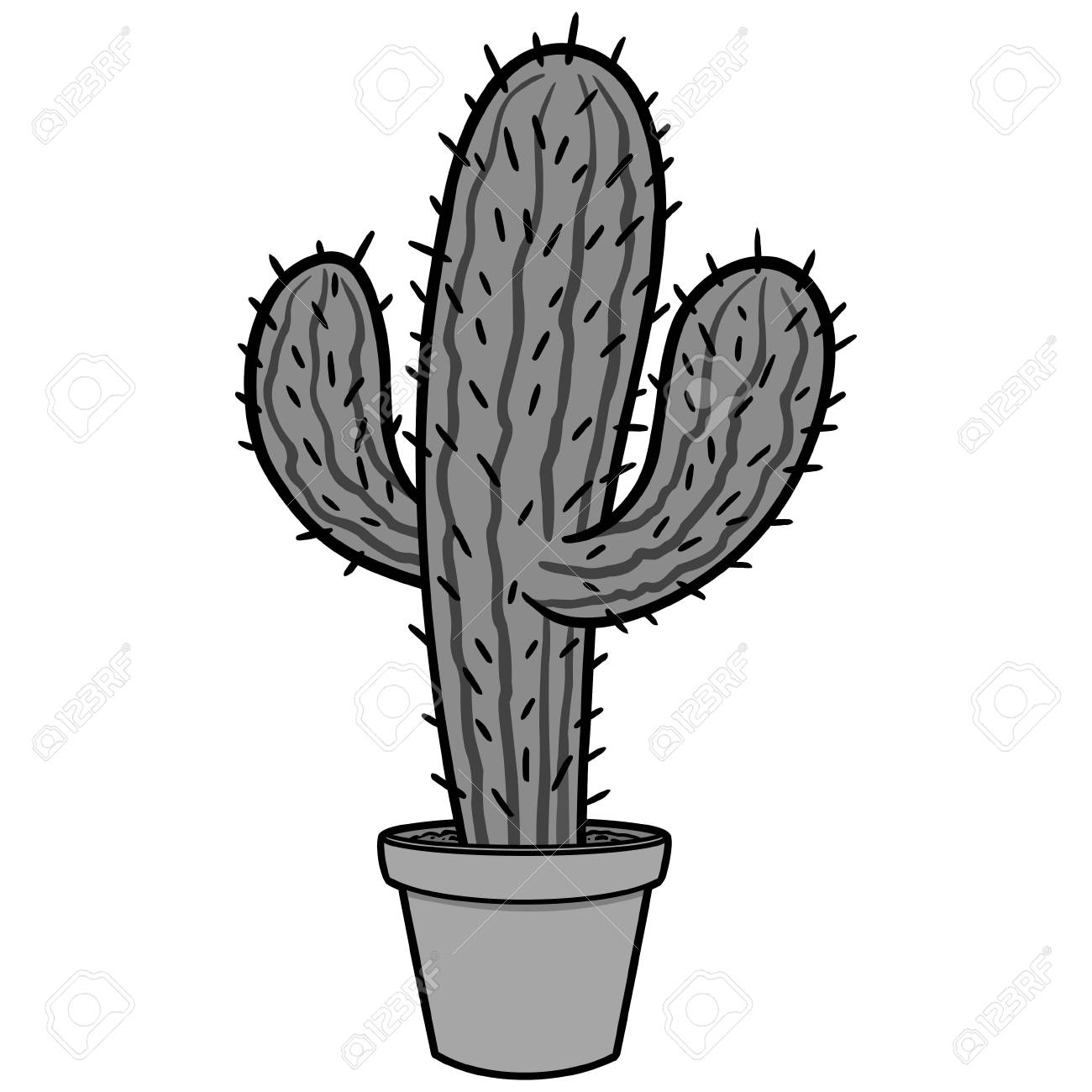 Conjunto De Cactos De Desenho Animado Bonitos Na Floreira Isolados Em Fundo Branco Ilustração Stock - Ilustração de fundo, potenciômetro: 161587882