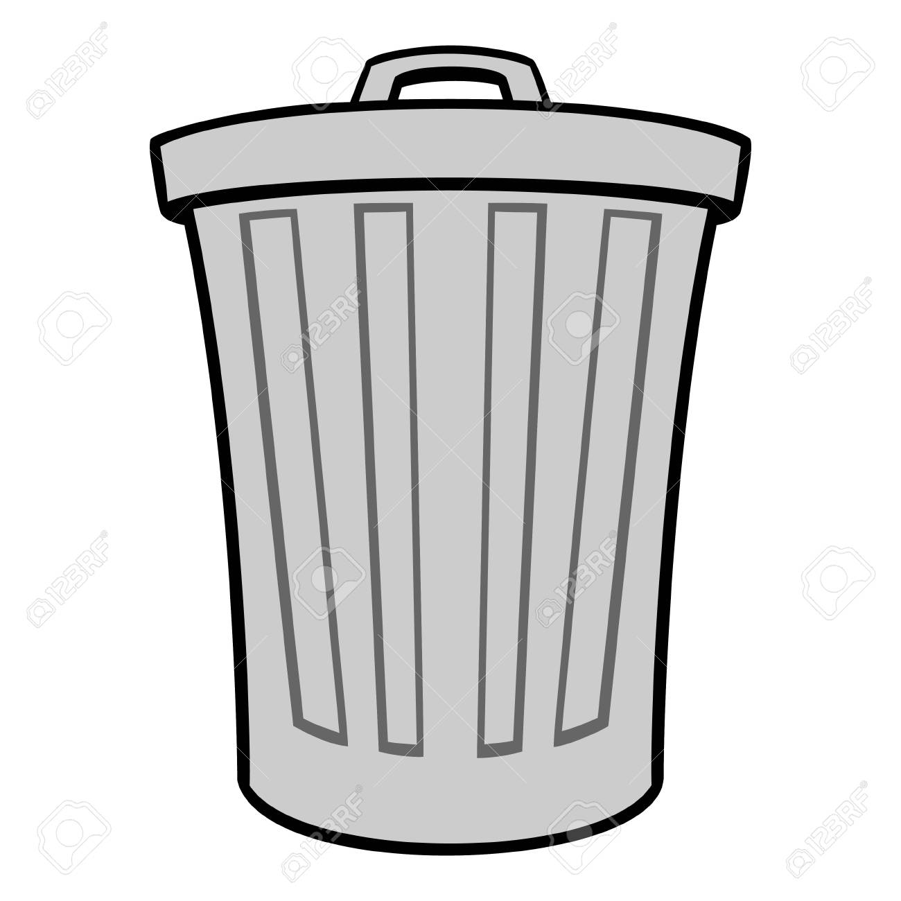 Trash Can - A Vector Cartoon Illustration Of A Aluminum Trash Can. Royalty  Free SVG, Cliparts, Vectors, and Stock Illustration. Image 120066924., image size:1300x1300