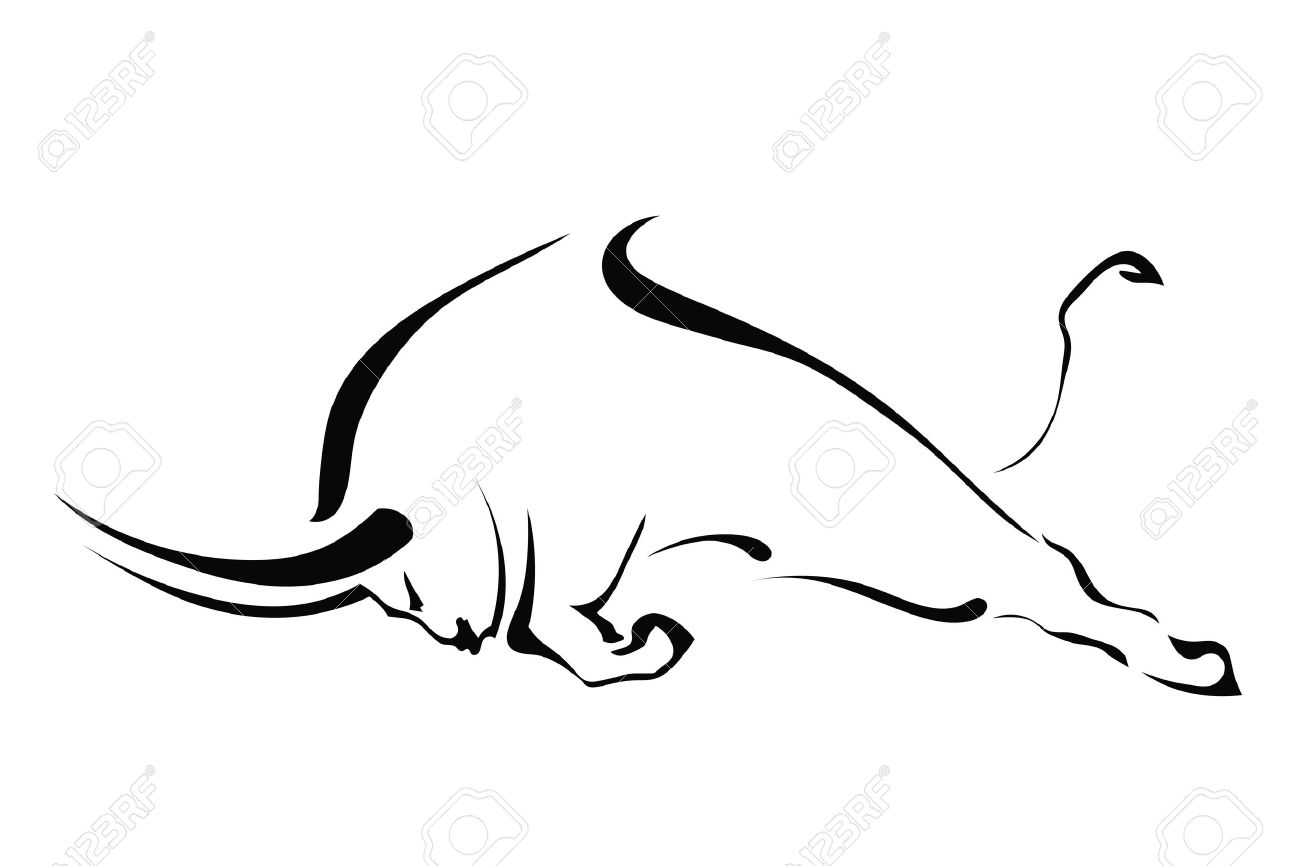 Silhouette Of A Bull In A Fight In The Profile On A White Background.  Trademark Farm. Vector Illustration. Royalty Free SVG, Cliparts, Vectors,  and Stock Illustration. Image 37185337., image size:1300x866