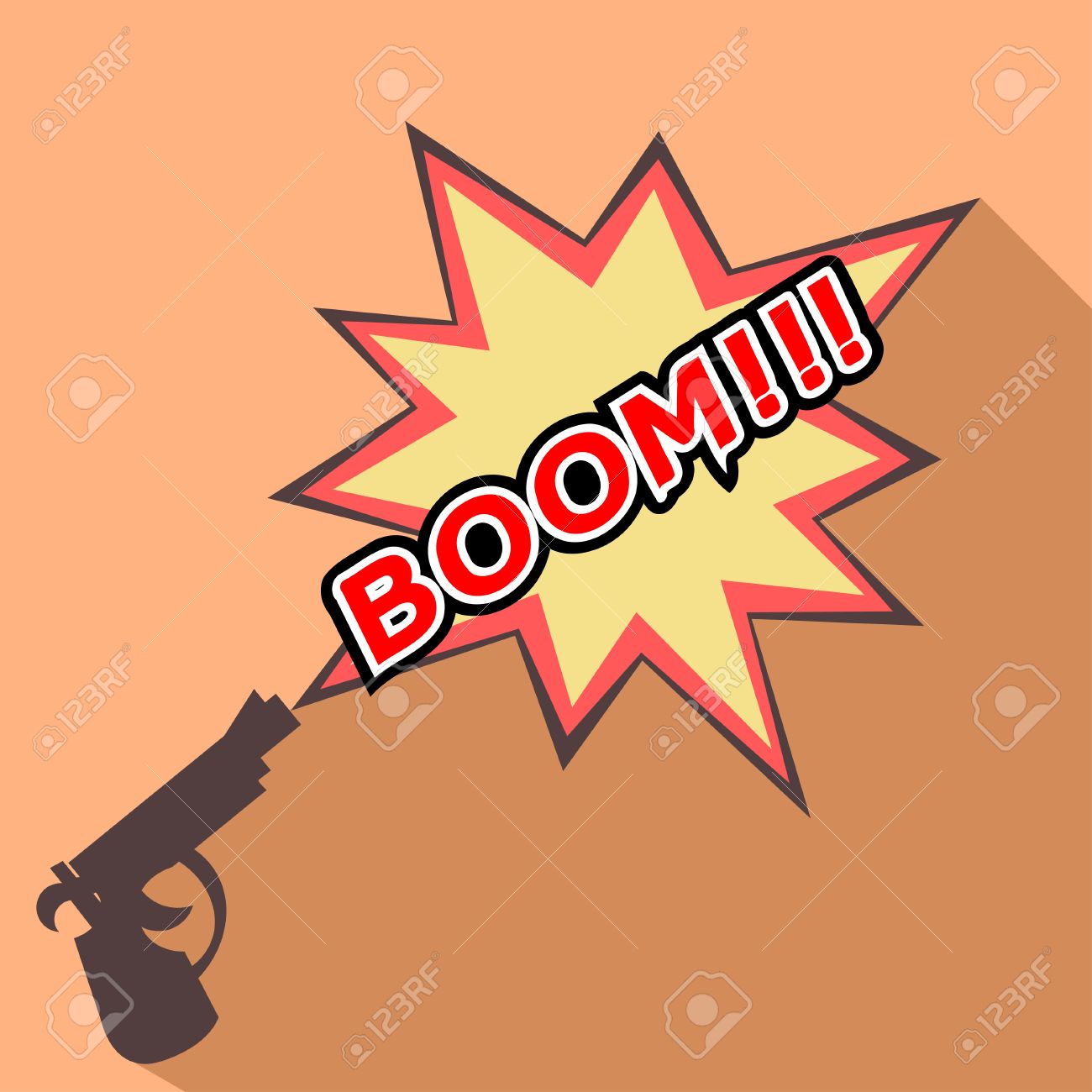Cartoon Boom With A Gun Weapons Vector Illustration Royalty Free Cliparts Vectors And Stock Illustration Image 38192972